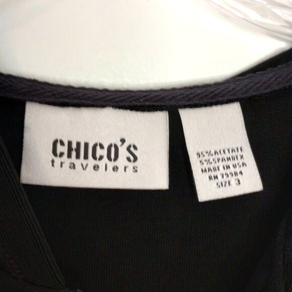 Chico's Travelers Black Hooded Zip Front Vest Sz 3 - Picture 2 of 8
